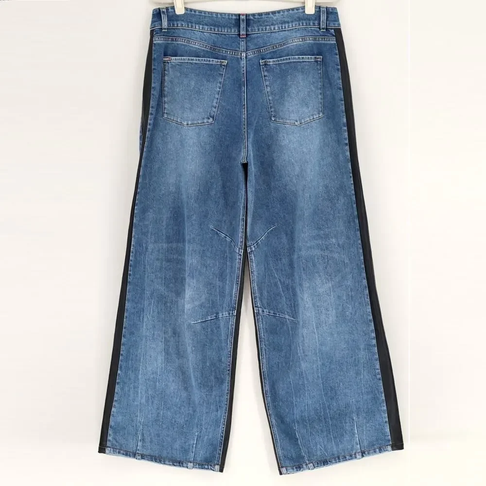 Alice and Olivia Women Brooklyn Blue High Rise Wide Balloon Leg Pants Size 31